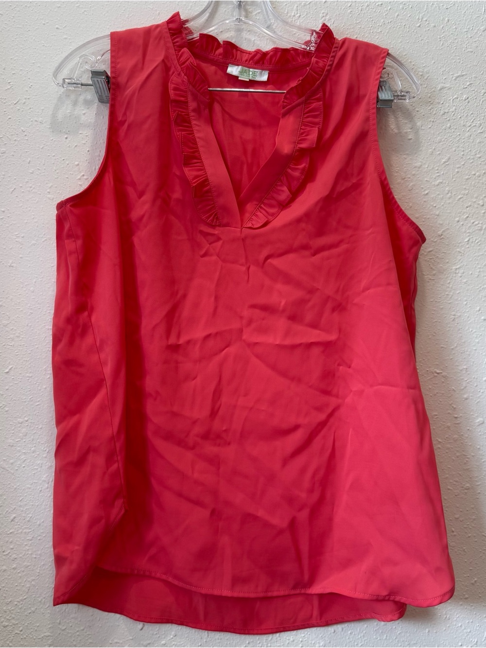 Jade by Melody Tam melon pink v neck blouse large